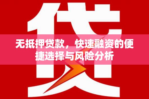 民勤无抵押贷款，快速融资的便捷选择与风险分析