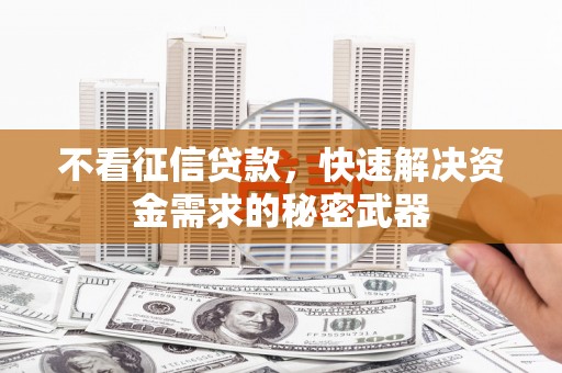 民勤不看征信贷款，快速解决资金需求的秘密武器