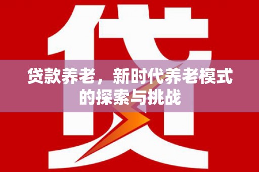 民勤贷款养老，新时代养老模式的探索与挑战