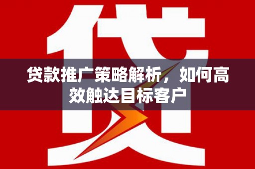 民勤贷款推广策略解析，如何高效触达目标客户