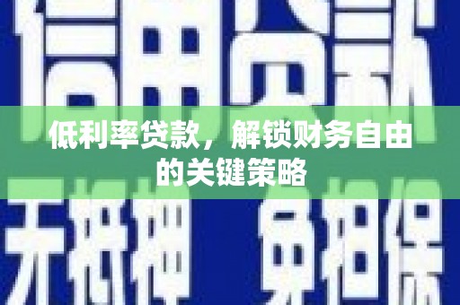 民勤低利率贷款，解锁财务自由的关键策略