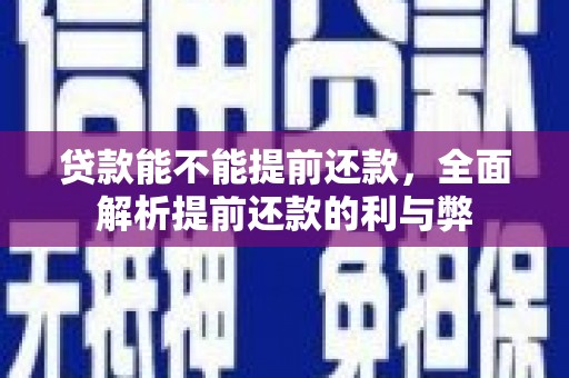 民勤贷款能不能提前还款，全面解析提前还款的利与弊