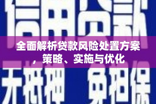 民勤全面解析贷款风险处置方案，策略、实施与优化