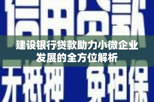 民勤建设银行贷款助力小微企业发展的全方位解析