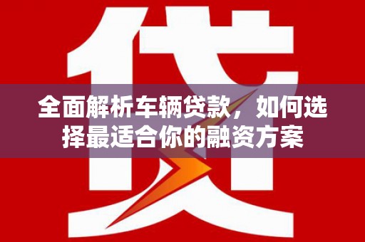 民勤全面解析车辆贷款，如何选择最适合你的融资方案